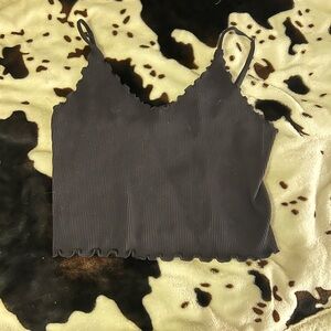 Forever 21 Black Scalloped Tank Top